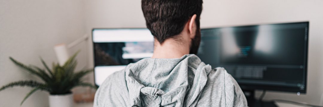 man working from home