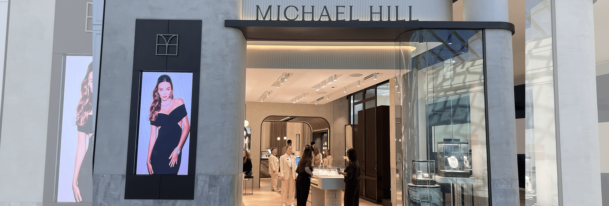 Michael Hill store front with a digital signage at their Chadstone location