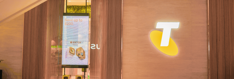 Store front of Telstra Chadstone with transparent LED