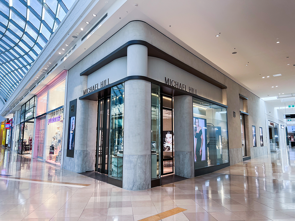 Signage as a Service 16 Michael Hill Jewelers store front inside a mall